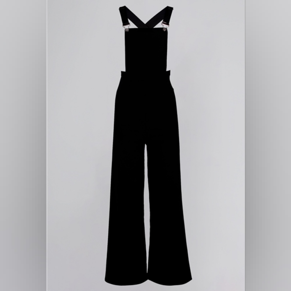 NWOT Collectif Kayden Black Bengaline Dungaree Overalls XXS - Picture 3 of 11